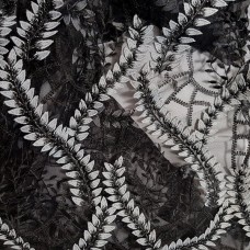 Ткань Сетка с вышивкой (черный с серым)